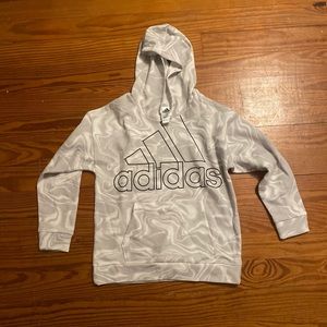 Girls Adidas Marble Print Pullover Hoodie